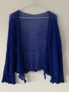 Open-Front Lightweight Knit Cardigan - Cobalt Blue